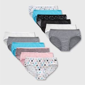 NWT Hanes Girls' 14 Pack Hipster Tagless Cotton Briefs
